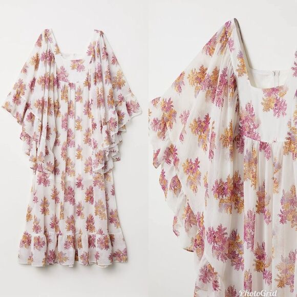 H&M Cream Flounced Floral Maxi Dress - Picture 2 of 9